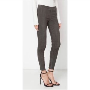 Vince Gray Suede Ankle Zip Lamb Leather Leggings